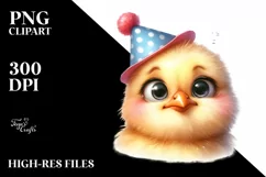 Watercolor Baby Chick Party Hat | Sublimation Clipart Product Image 1