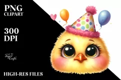 Watercolor Baby Chick Party Hat | Sublimation Clipart Product Image 3