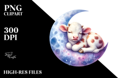 Sleeping Baby Cow PNG Product Image 2