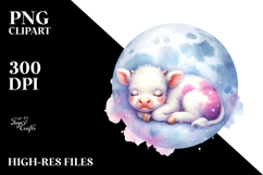 Cute Baby Cow Sleeping PNG Product Image 2