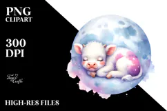 Cute Baby Cow Sleeping PNG Product Image 2