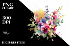 bouquet with Splash and Sweet Pea | Sublimation | Clipart Product Image 3