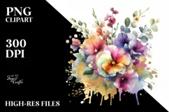 bouquet with Splash and Sweet Pea | Sublimation | Clipart Product Image 3