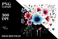 Colorful Flower with Hanging Hearts PNG Product Image 2