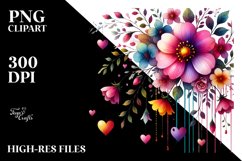 Colorful Flower with Hanging Hearts PNG Product Image 2