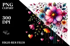 Colorful Flower with Hanging Hearts PNG Product Image 2