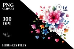 Colorful Flower with Hanging Hearts PNG Product Image 2