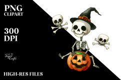 Spooky Halloween Skeleton Clipart, High-Quality Image Product Image 2