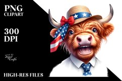 Tie Sun Hat Highland Cow Clipart Product Image 1