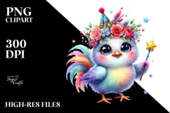 Cute Rooster with Crown and Wand PNG Product Image 2
