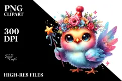 Cute Rooster with Crown and Wand PNG Product Image 2
