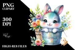 Colorful Baby Bunny Bucket | Sublimation | Clipart Product Image 1