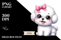 Happy Bichon Frise Cartoon PNG Product Image 2