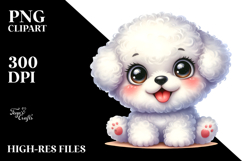 Watercolor Happy Cute Cartoon Bichon Frise PNG Product Image 2