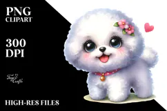 Joyful Bichon Frise Cartoon PNG Product Image 2