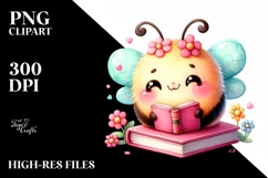 Cute Baby Bee with a Book | Sublimation | Clipart Product Image 1