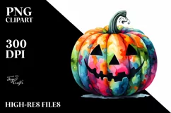 Colorful Abstract Halloween Pumpkin PNG Product Image 3