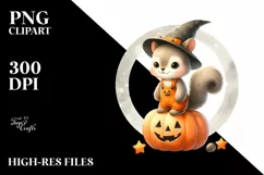 Playful Baby Squirrel in Halloween Outfit, Transparent PNG Product Image 3