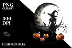 Halloween Moon Pumpkin Hang Tight PNG Product Image 2