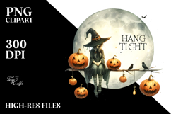 Hang Tight WITCH Retro Halloween PNG Product Image 2