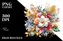Vibrant Abstract Bouquet with Gold Foil Product Image 1