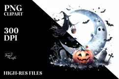 Funny Halloween Moon Clipart, Transparent PNG Product Image 1