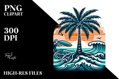 Retro Tropical Tree Surf, PNG Product Image 2