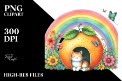 Illustration of Cat House with Rainbow | Sublimation Clipart Product Image 2