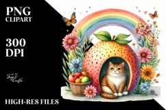 Illustration of Cat House with Rainbow | Sublimation Clipart Product Image 3