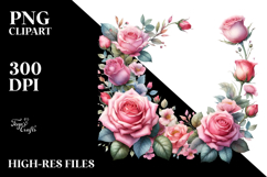 Horizontal Colorful Frame with Pink Roses | Sublimation Product Image 2