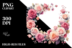 Horizontal Colorful Frame with Pink Roses | Sublimation Product Image 2