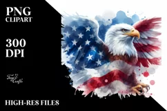 Patriotic Eagle with USA Flag | Sublimation Clipart Product Image 1