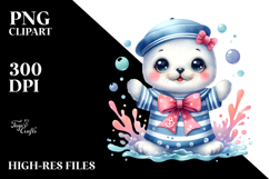 Baby Seal in Sailor Suit PNG Product Image 2