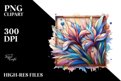 Abstract Pastel Wooden Stained Iris, PNG Product Image 2