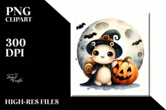 Retro Snail on Halloween Moon, PNG Product Image 3