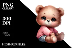 Watercolor Baby Bear PNG Product Image 2