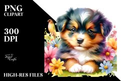 Colorful Watercolor Baby Dog | Sublimation Clipart Product Image 3