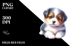Colorful Watercolor Baby Dog | Sublimation Clipart Product Image 1