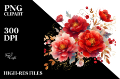 Washed Vibrant Red Flowers | Sublimation Clipart Product Image 2