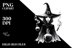 Evil Witch with Potion, Watercolor PNG Product Image 2