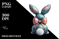 Stylized Bunny Sitting with Vintage Bow, High-Res PNG Product Image 2