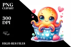 Colorful Baby Octopus Poket | Sublimation | Clipart Product Image 1