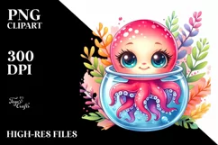 Cute Baby Octopus Smiling in Pocket PNG Product Image 1