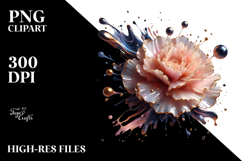 Abstract Glossy Carnation with Golden Insertions, Watercolor Product Image 2
