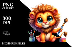 Goofy Baby Lion with Paintbrush PNG Product Image 2