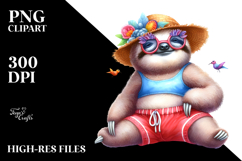 Whimsical Watercolor Adorned Baby Sloth PNG Product Image 2