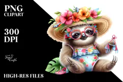 Adorned Baby Sloth with Beachwear PNG Product Image 2