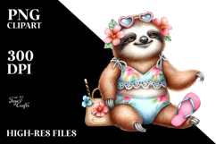 Adorned Baby Sloth with Beachwear PNG Product Image 2