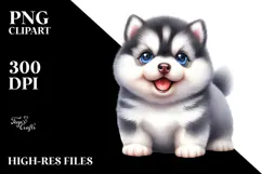 Expressive Baby Siberian Husky, PNG Product Image 2