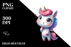 Expressive Unicorn with Thoughtful Look Watercolor PNG Product Image 2